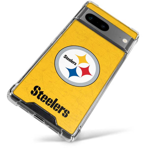 NFL Pittsburgh Steelers - Alternate Distressed Google Pixel 7a Clear Case